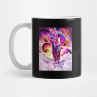 Cosmic Cat Riding Alpaca Unicorn Mug